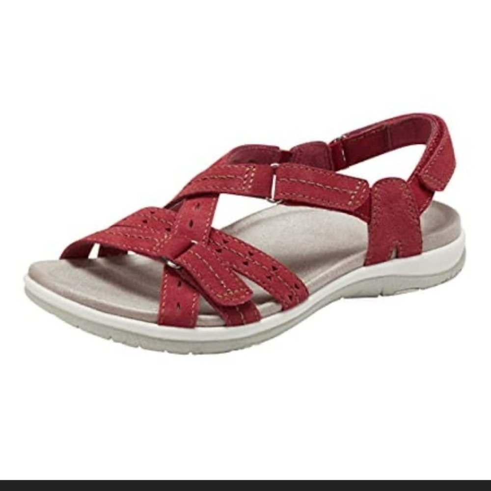 Earth Origins Suede Sport Sandals Sammie Red Pepper - Medium